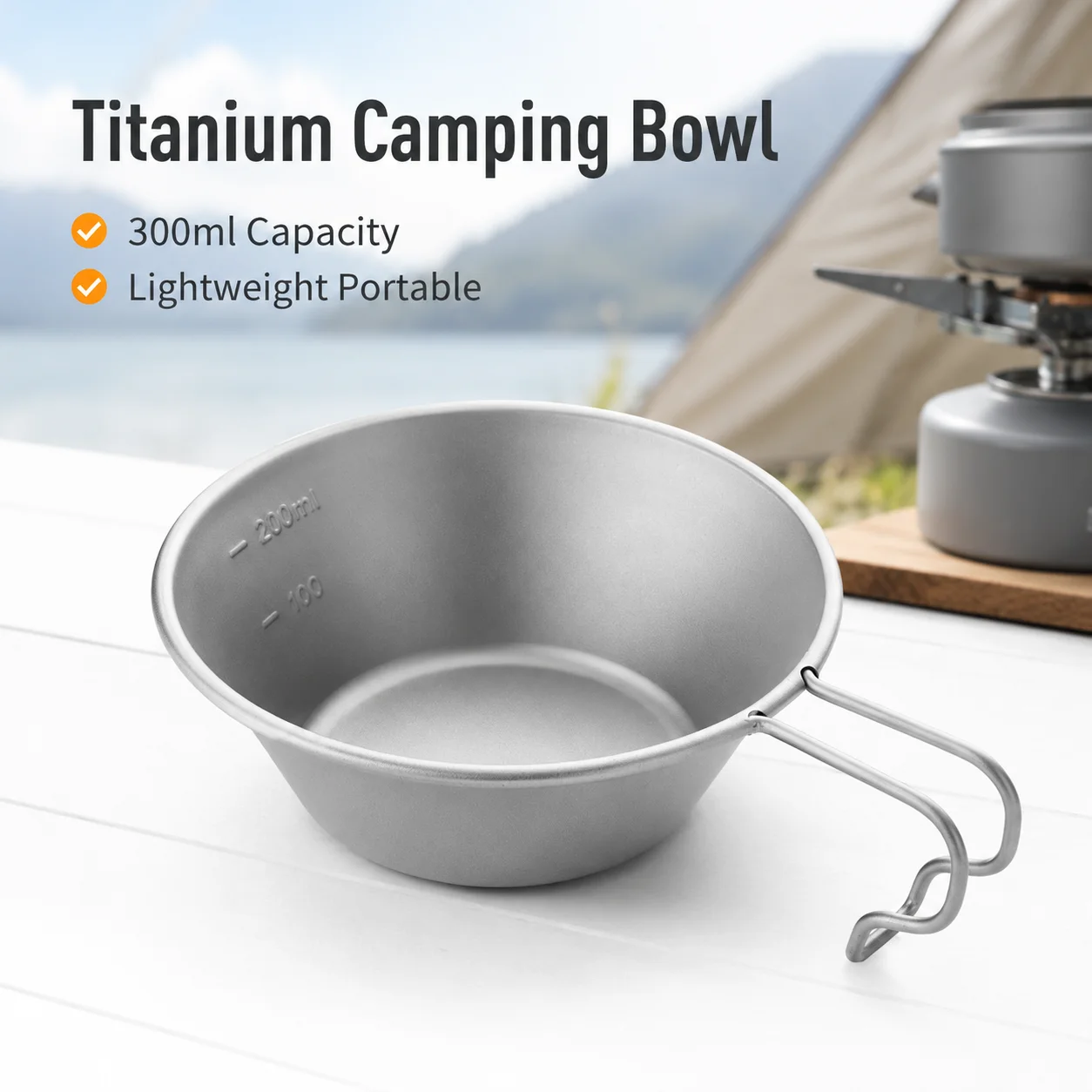 Outdoor Camping Meals - Tazón Sierra de Titanio, Taza Ligera
