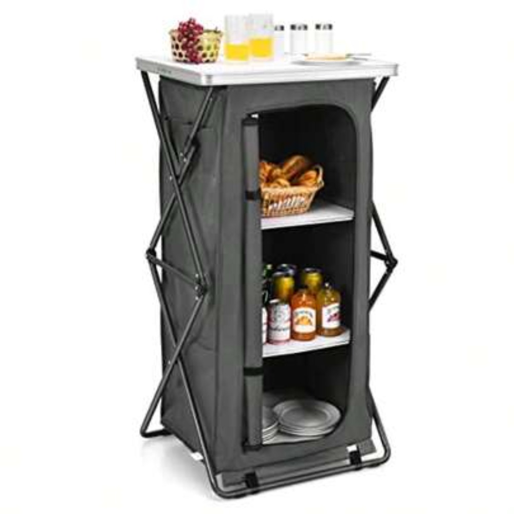 Outdoor Camping Kitchen Setup - Armario de Almacenamiento Plegable para Camping