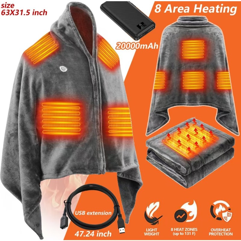 Outdoor Camping Heated Blanket - 2025 NewUSB Manta chal calentada, envoltura