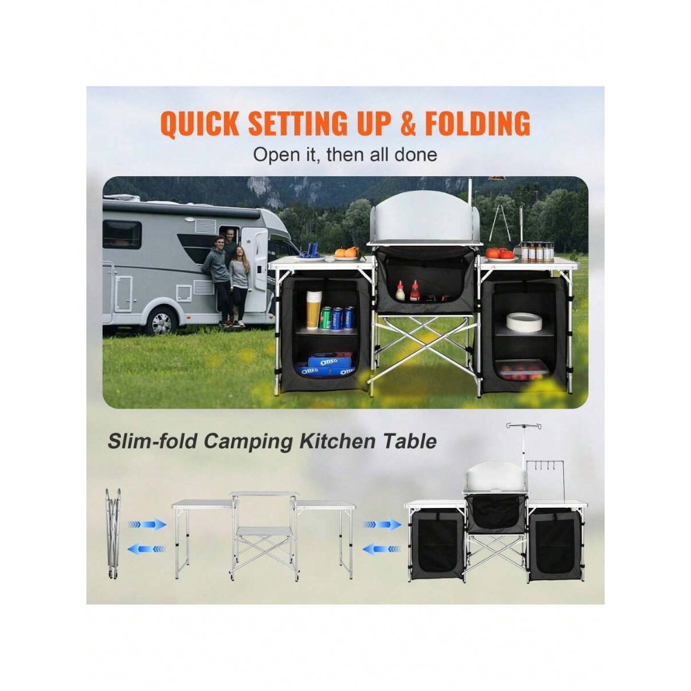 Mesa de cocina plegable para a - Outdoor Camping Kitchen Setup reseña y precio
