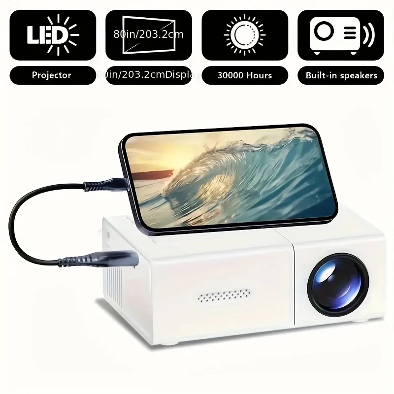 Mini Proyector LED 1080P con C - Outdoor Camping Movies reseña y precio
