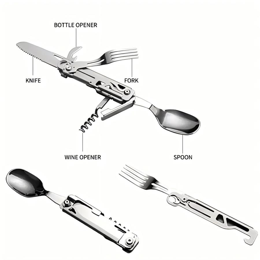 Juego de cubiertos multifuncio - Outdoor Camping Meals reseña y precio